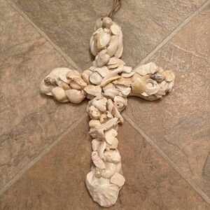 Shell Adorned Decorative Cross